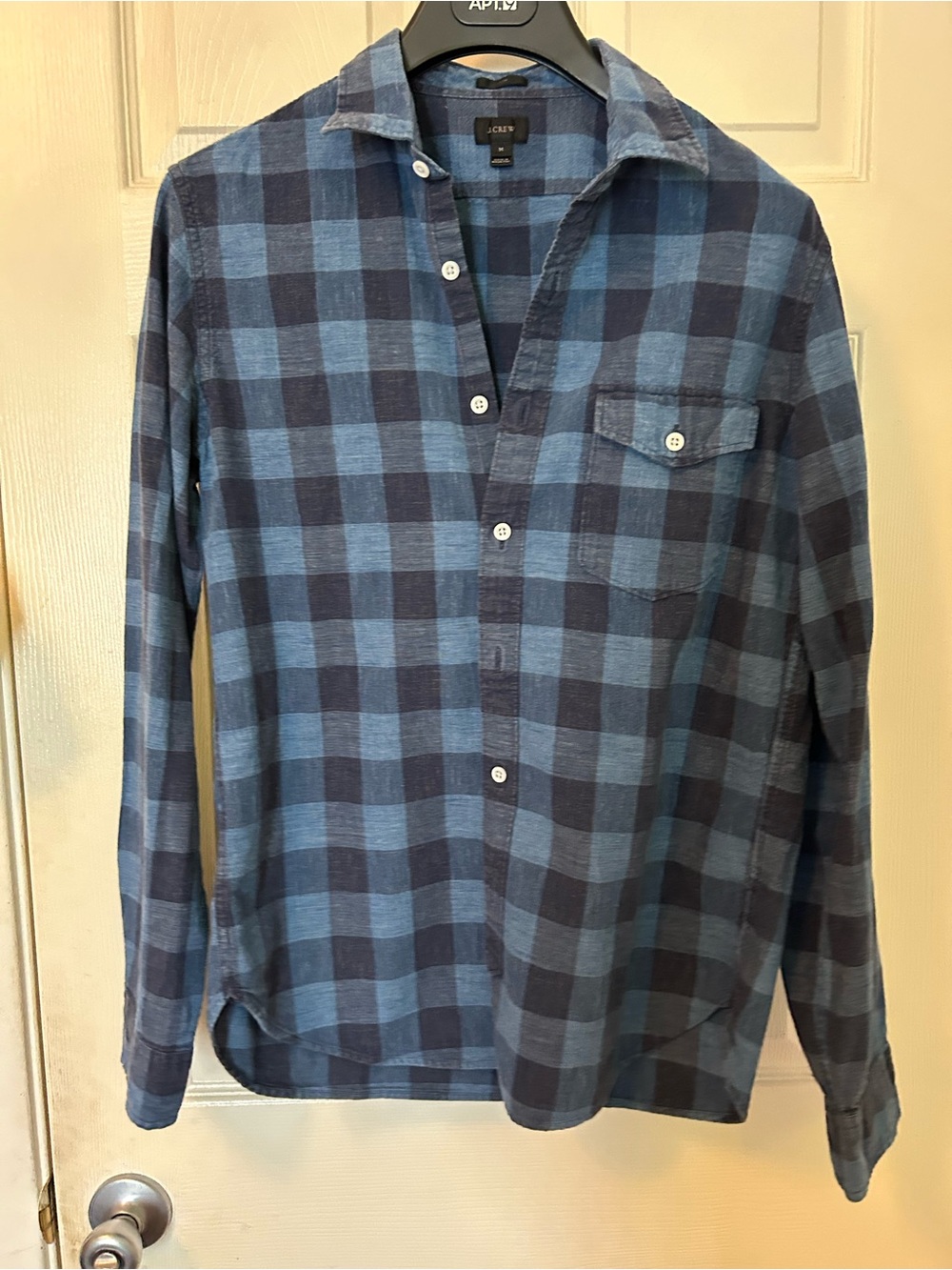 J. Crew Men's Blue Plaid Long-Sleeve Button-Down Shirt